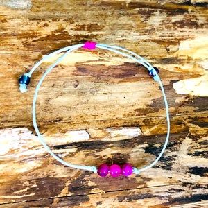 Pink Gemstone Elegant Cotton Cord Bracelet 💕